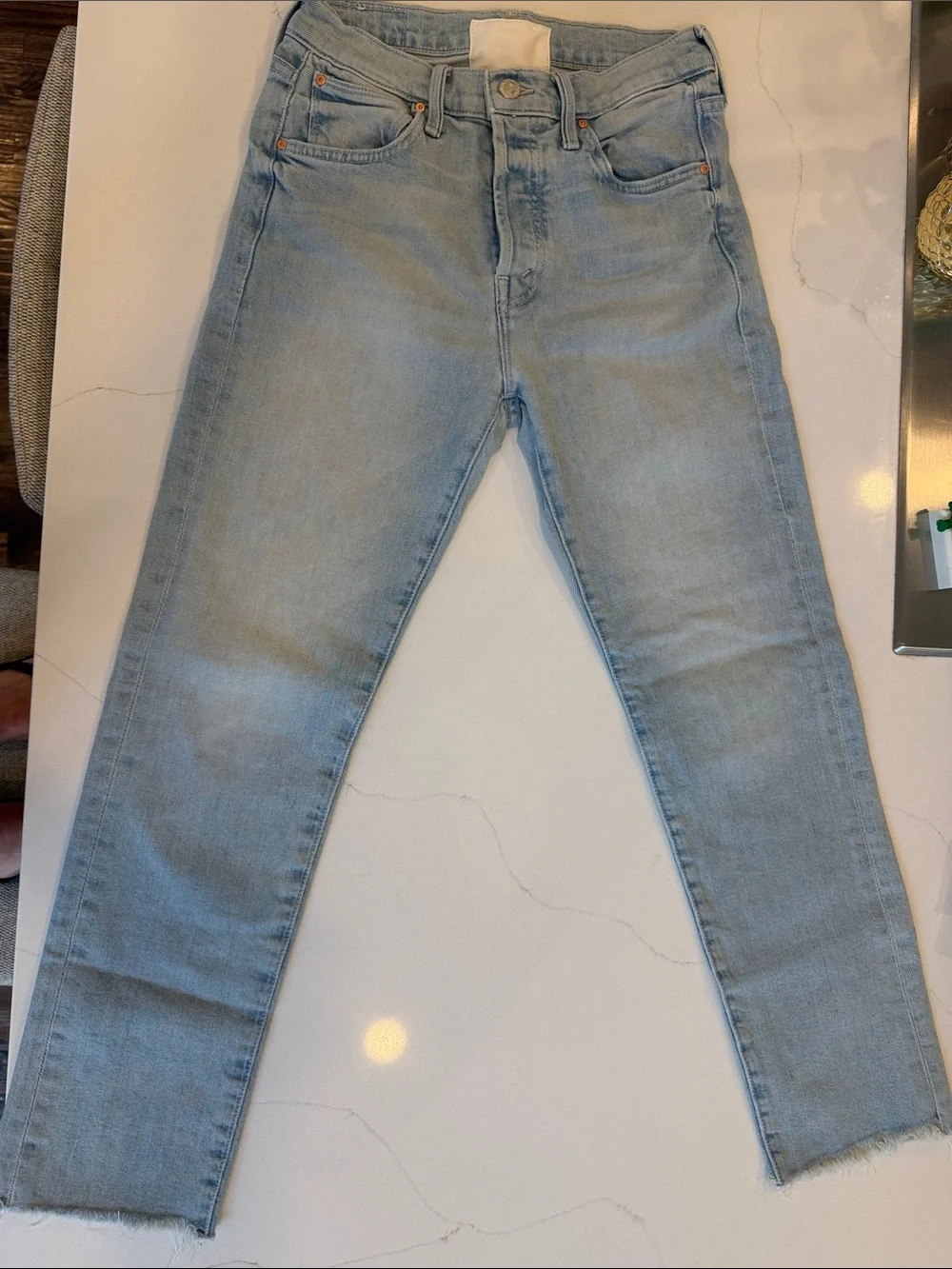 Mother button fly The Scrapper Cuff Ankle Fray Jeans